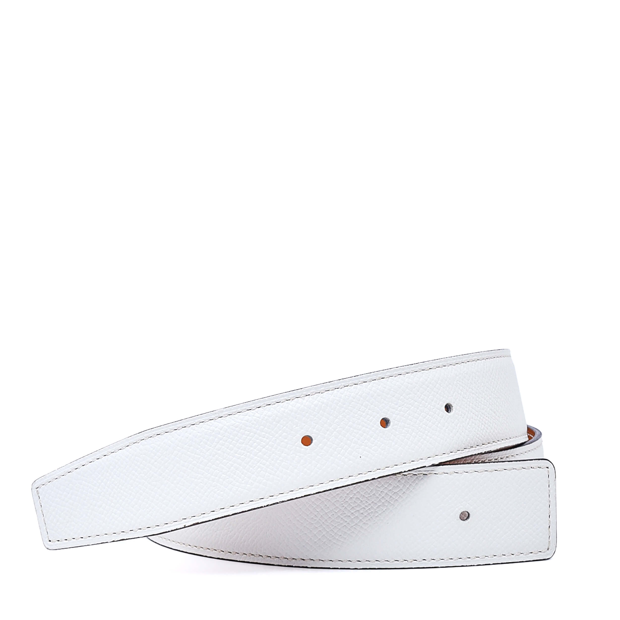 Hermes - White&Gold Togo Leather Reversible Belt / 85